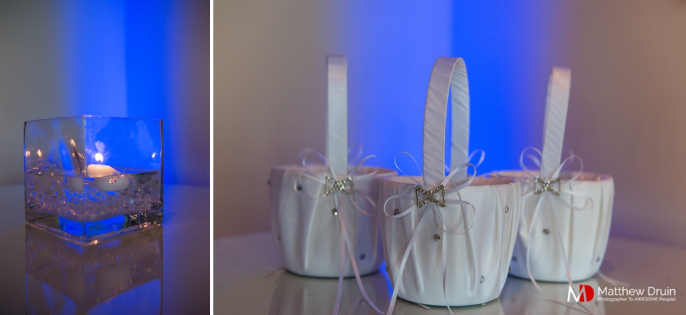Candles with baskets at The Peachtree Club wedding reception