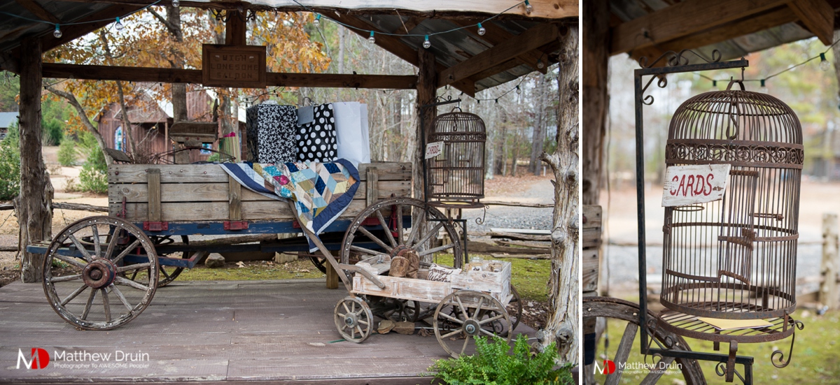 Birdcage and wagon wedding details at Atlanta Wedding Venue Proctor Farm In Georgia Review