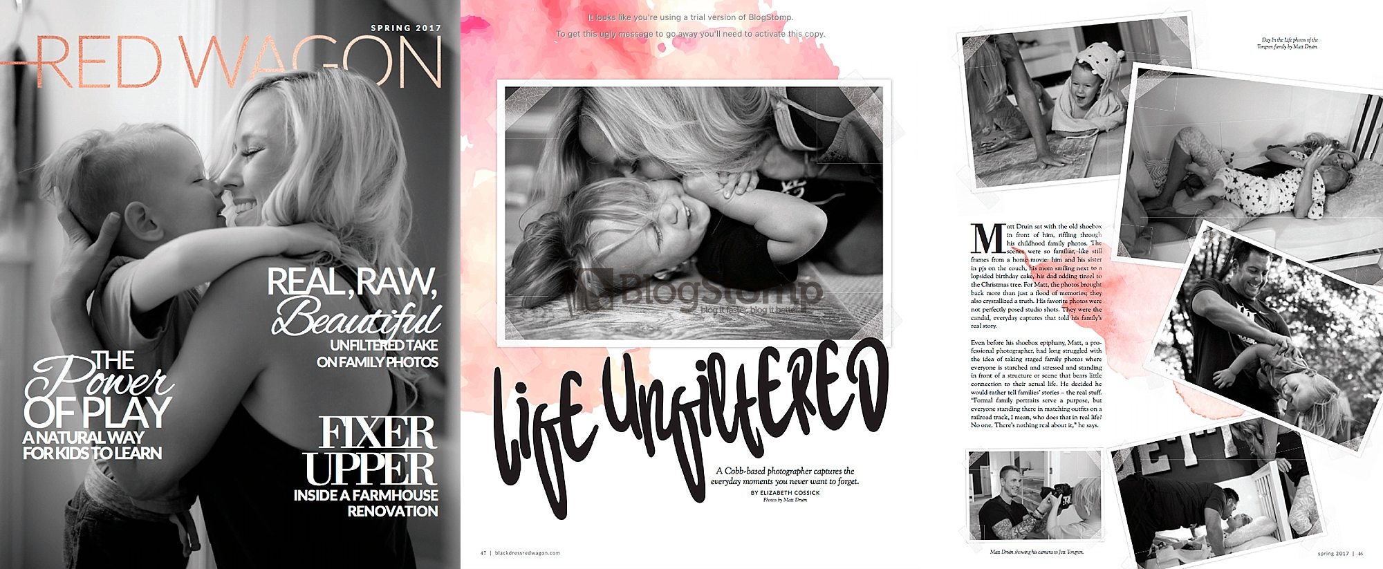 Atlanta family photographer Matthew Druin, Day In The Life Family Documentaries Red Wagon Magazine Spring 2017 cover